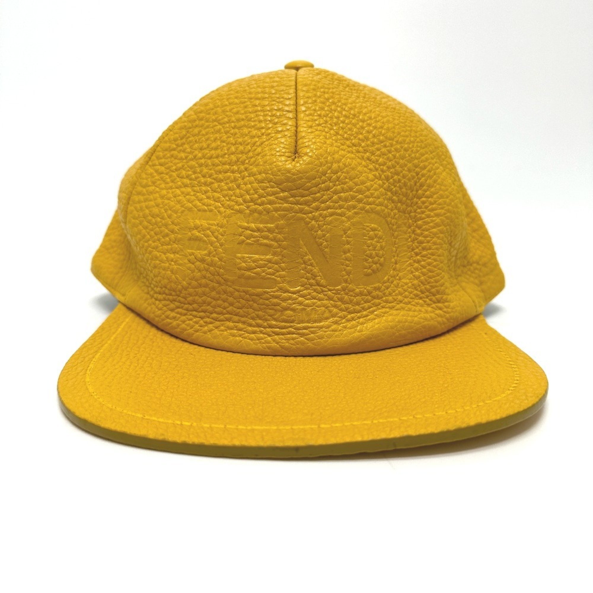 FENDI FXQ768 Cap Leather Men's Yellow