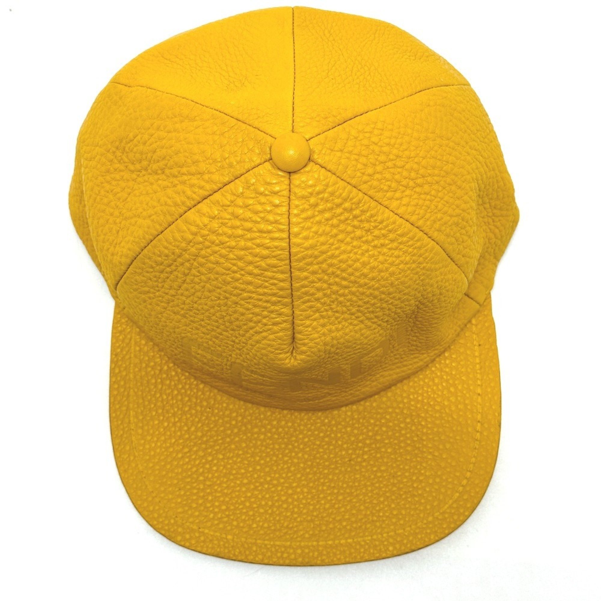 FENDI FXQ768 Cap Leather Men's Yellow