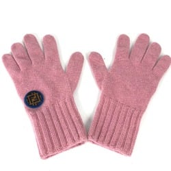 FENDI FXY554 Zucca Patch Gloves Wool Cashmere Women's Pink