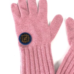 FENDI FXY554 Zucca Patch Gloves Wool Cashmere Women's Pink