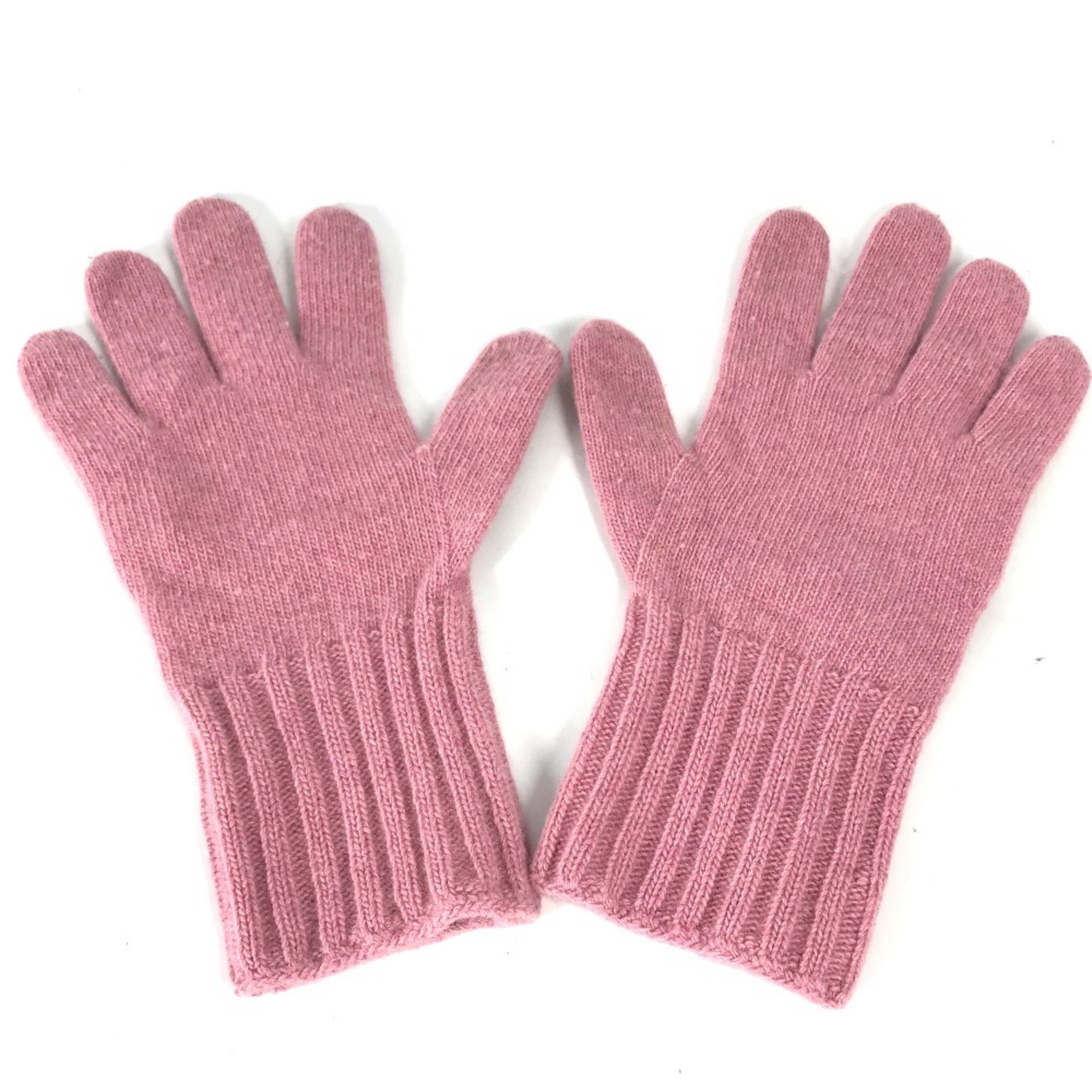 FENDI FXY554 Zucca Patch Gloves Wool Cashmere Women's Pink