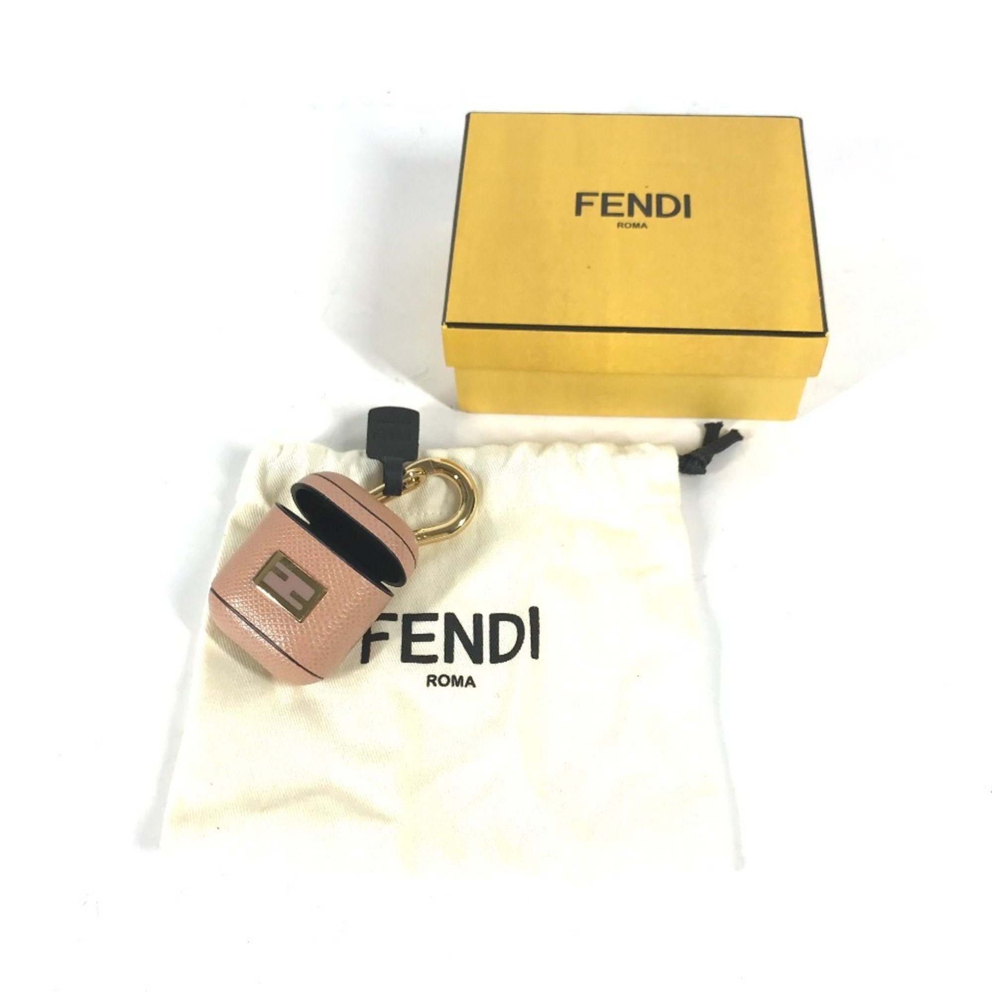 FENDI Airpods Case Earphone Leather Women's Beige