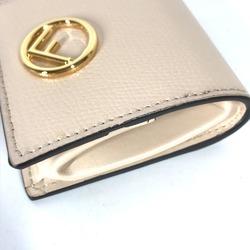 FENDI 8M0459 F's Wallet, Coin Purse, Wallet/Coin Case, Leather, Women's, Beige