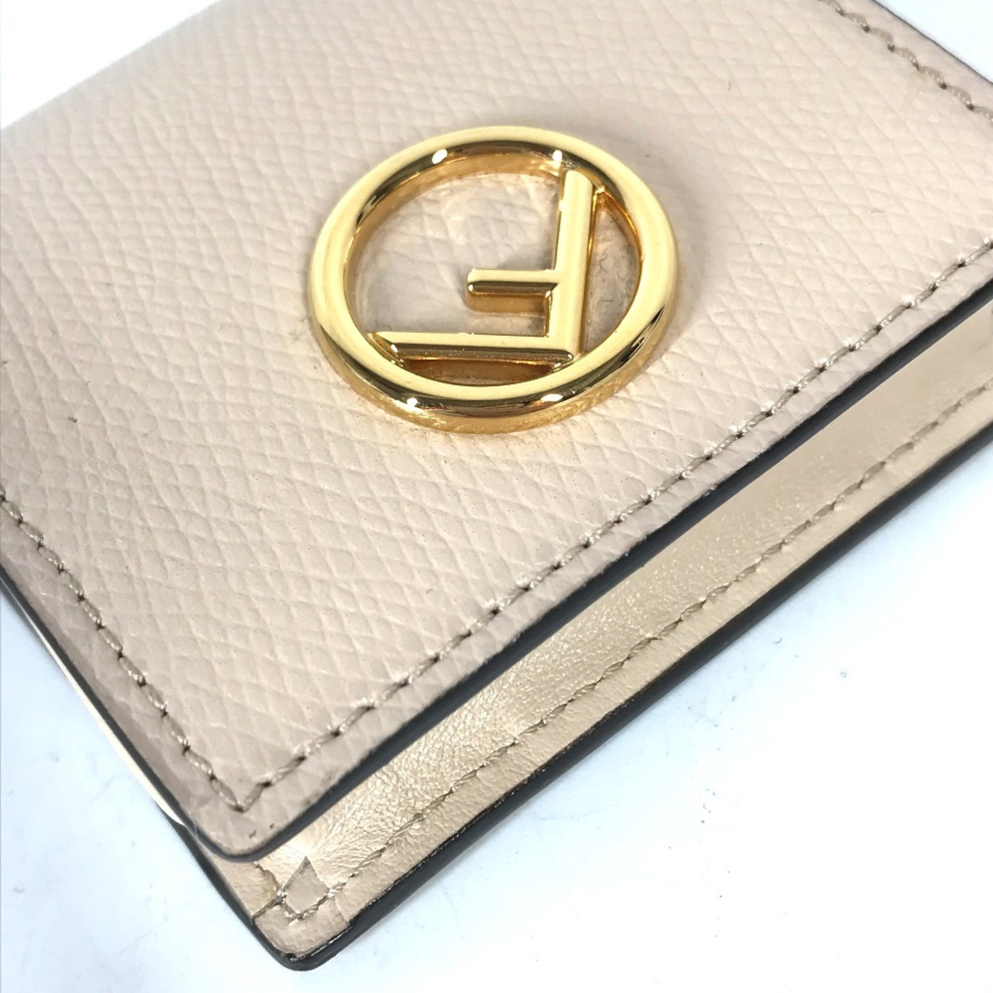 FENDI 8M0459 F's Wallet, Coin Purse, Wallet/Coin Case, Leather, Women's, Beige