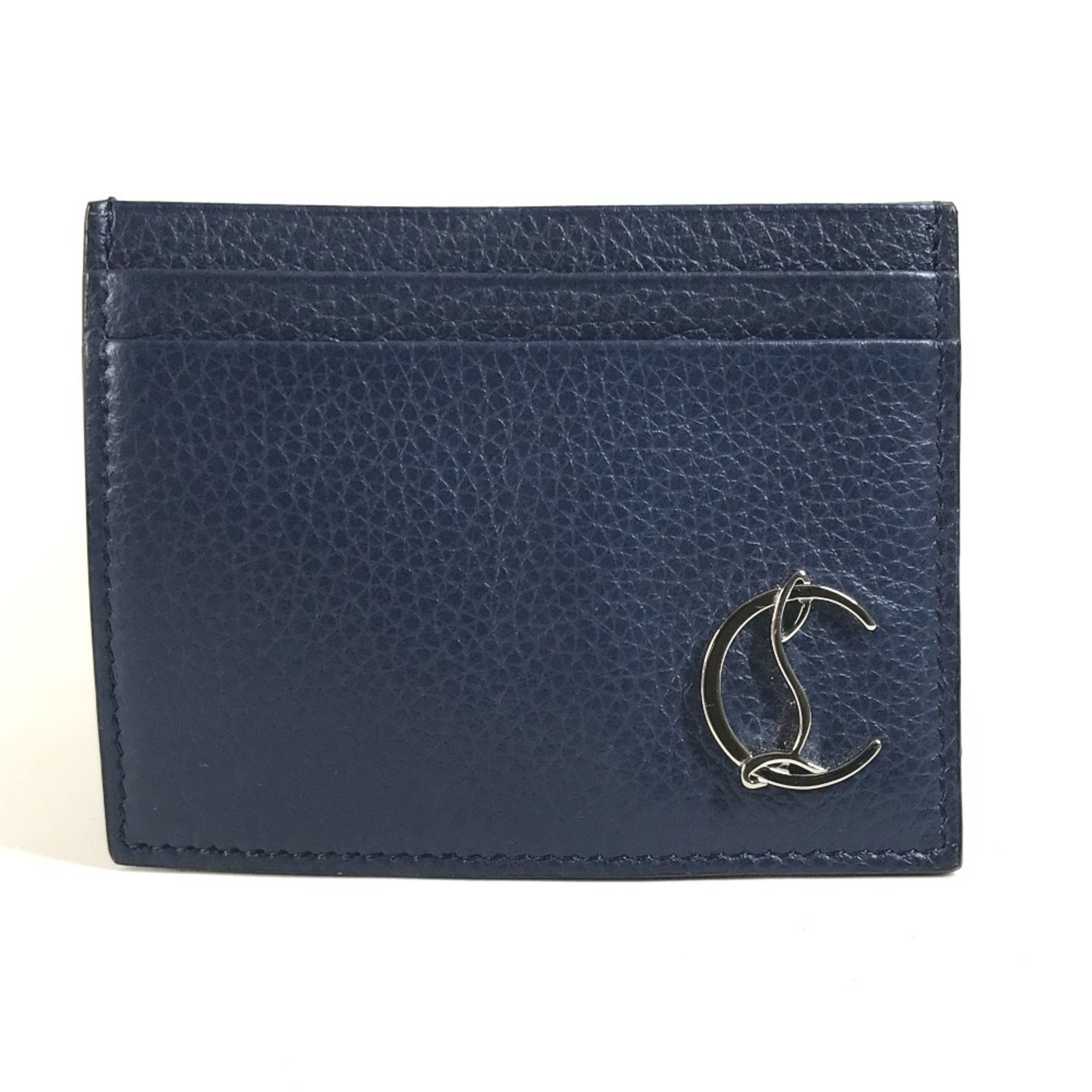 Christian Louboutin CL Business Card Holder Pass Case Holder/Card Leather Men's Navy