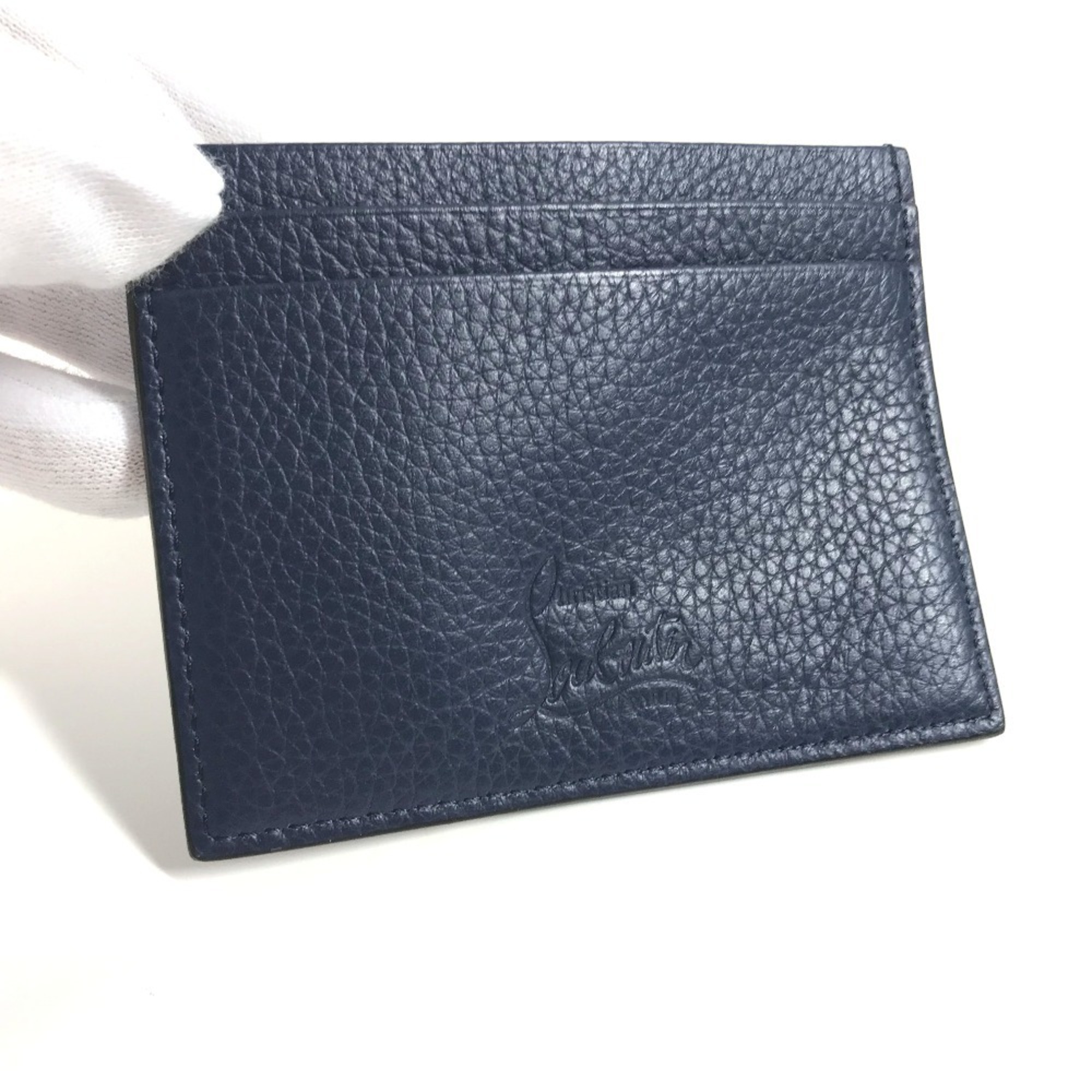 Christian Louboutin CL Business Card Holder Pass Case Holder/Card Leather Men's Navy