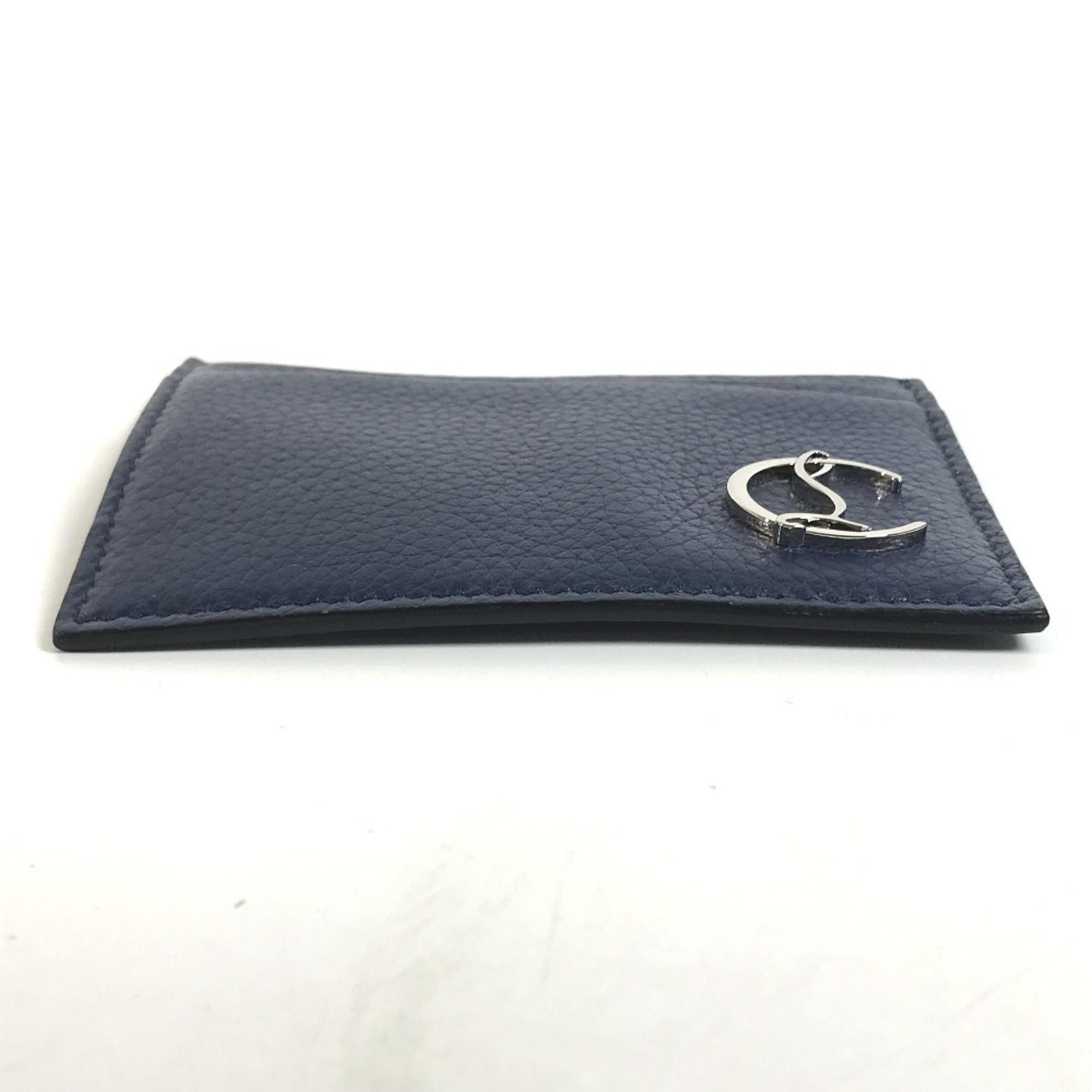 Christian Louboutin CL Business Card Holder Pass Case Holder/Card Leather Men's Navy