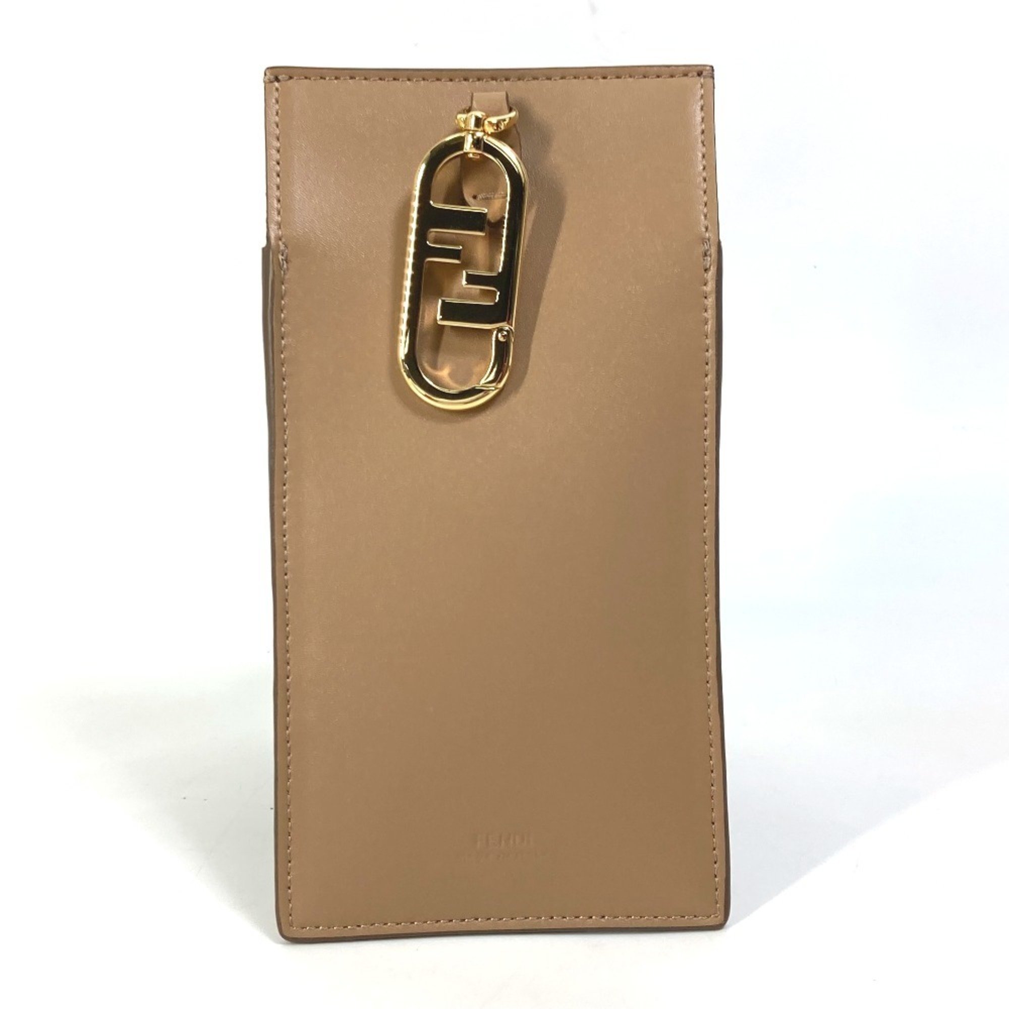 FENDI 7AS047 Smartphone Case Phone Pouch FF Fur Leather Women's Beige