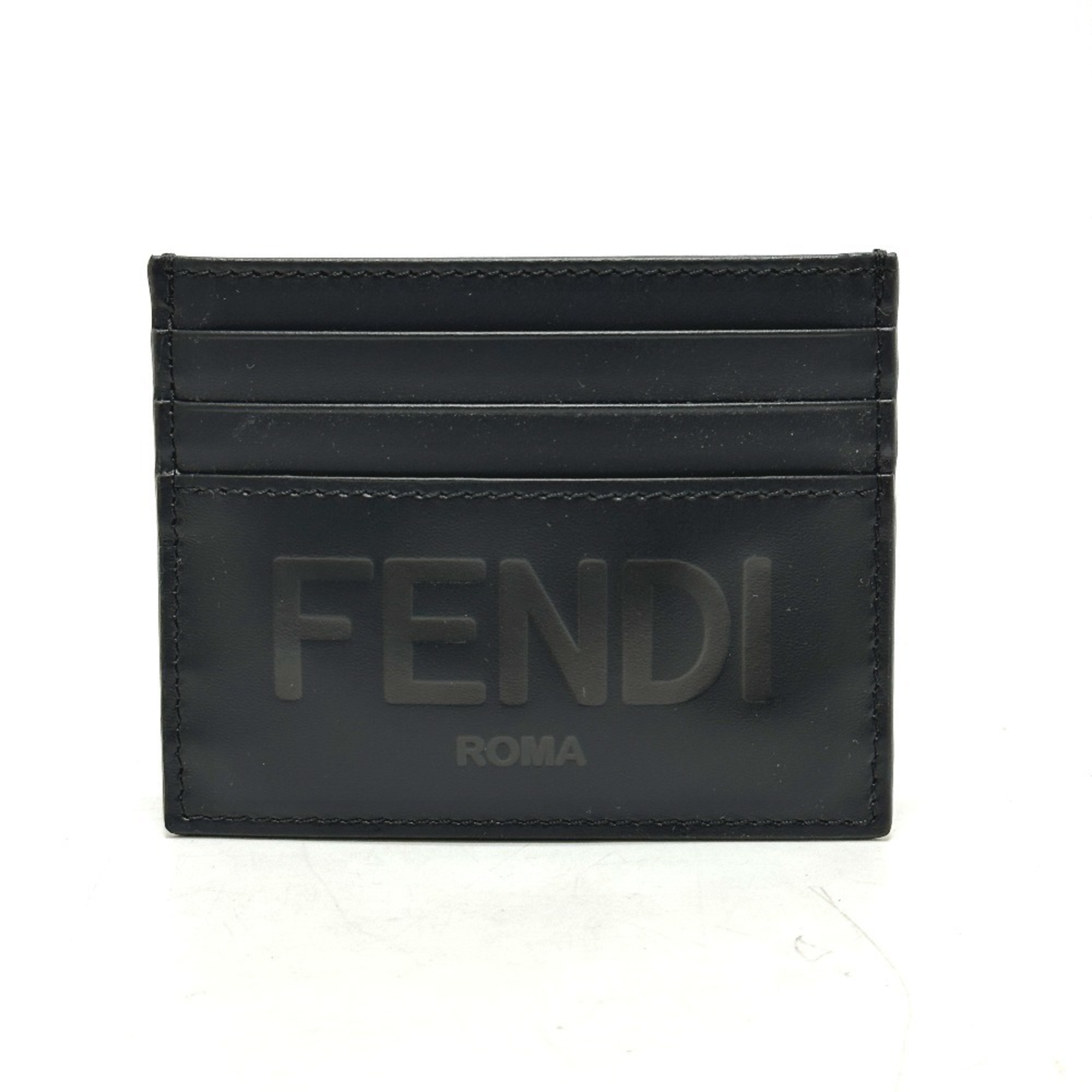 FENDI 7M0164 Business Card Holder Pass Case Holder/Card Leather Men's Black