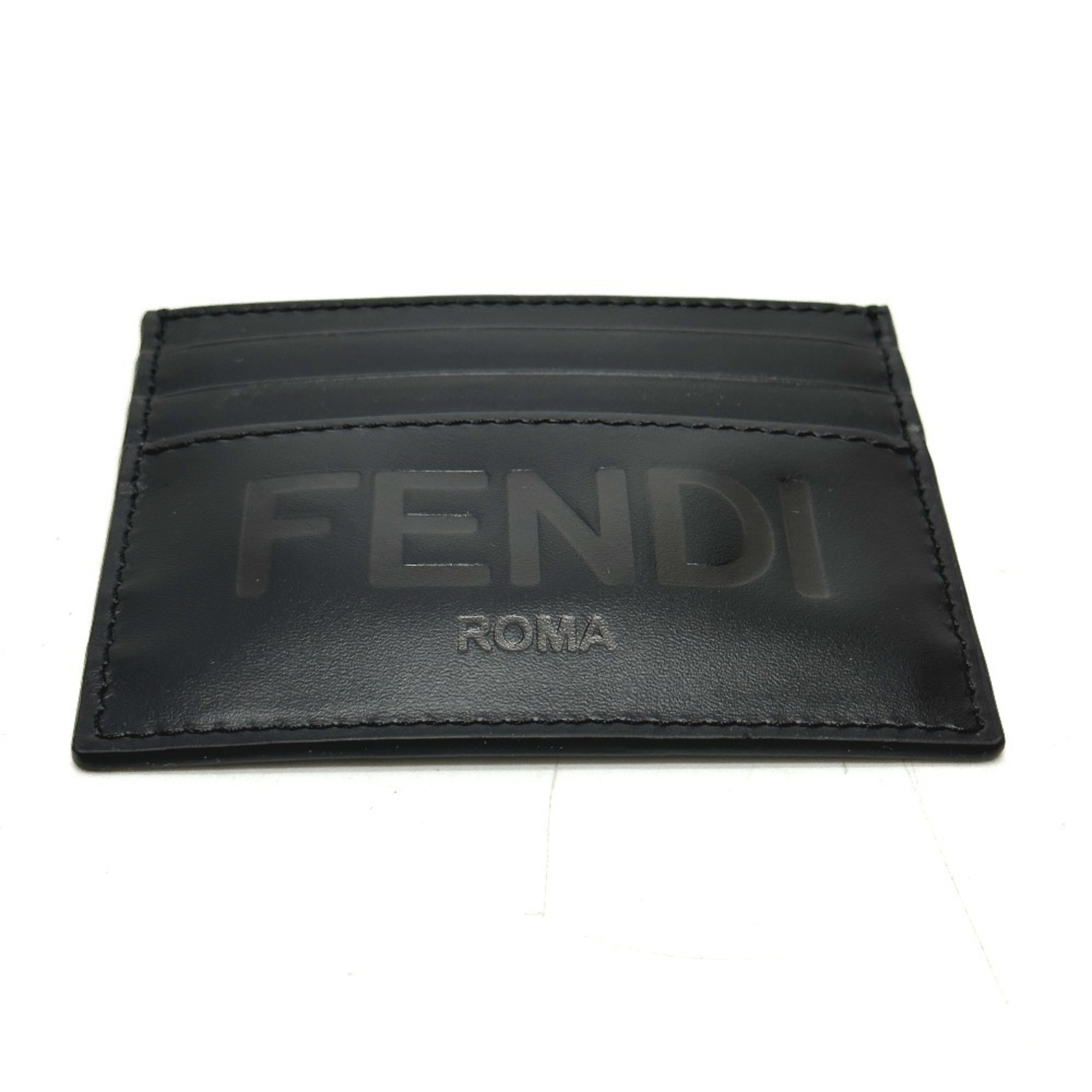 FENDI 7M0164 Business Card Holder Pass Case Holder/Card Leather Men's Black