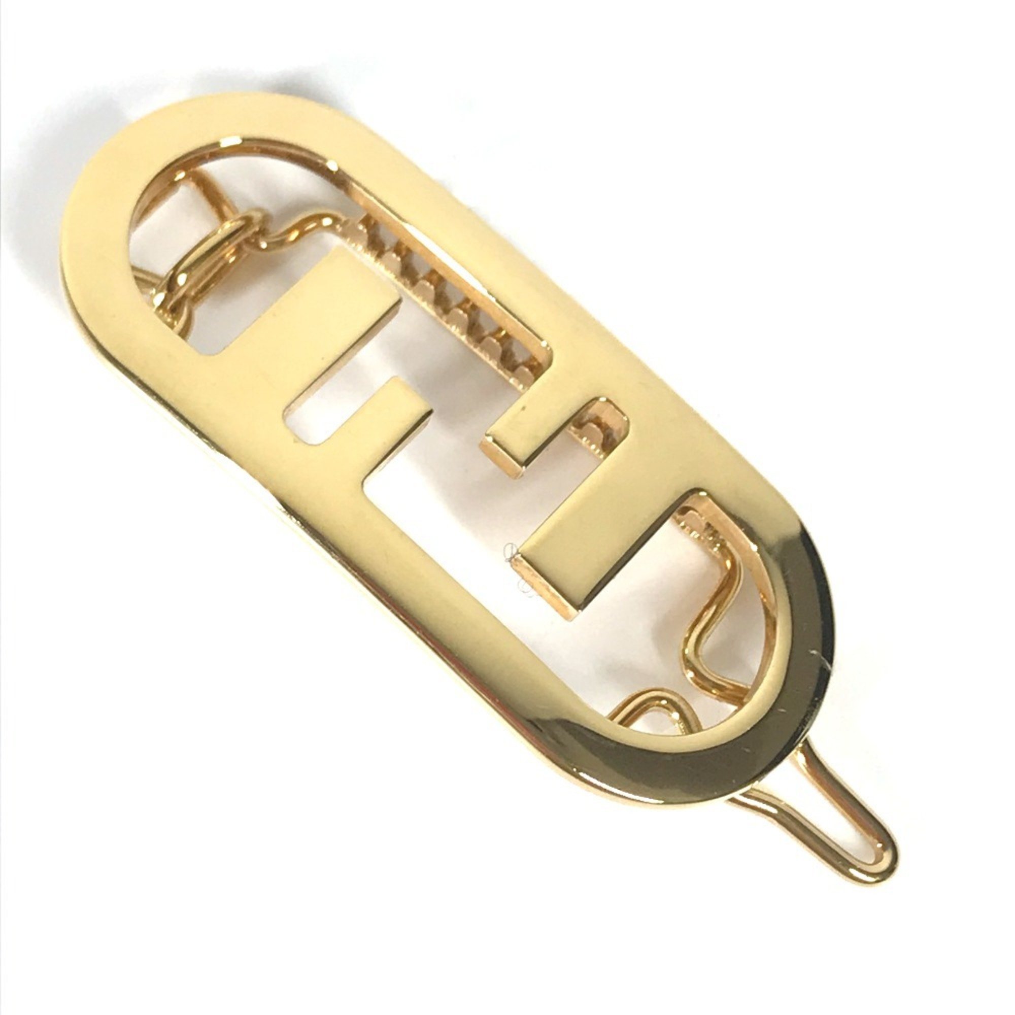 FENDI Orlock Barrette Hair Hairpin Metal Women's Gold