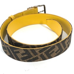 FENDI Zucca Belt Canvas Leather Men Women Brown