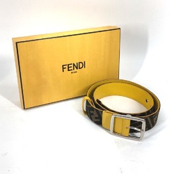 FENDI Zucca Belt Canvas Leather Men Women Brown