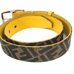 FENDI Zucca Belt Canvas Leather Men Women Brown