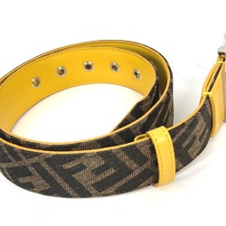 FENDI Zucca Belt Canvas Leather Men Women Brown