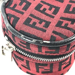 FENDI Wallets & Coin Cases Zucca Round Multi-Pouch Key Holder Bag Charm Pouch Canvas Leather Women's Red