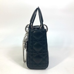 Christian Dior Dior Lady Cannage Shoulder Bag Leather Women's Black