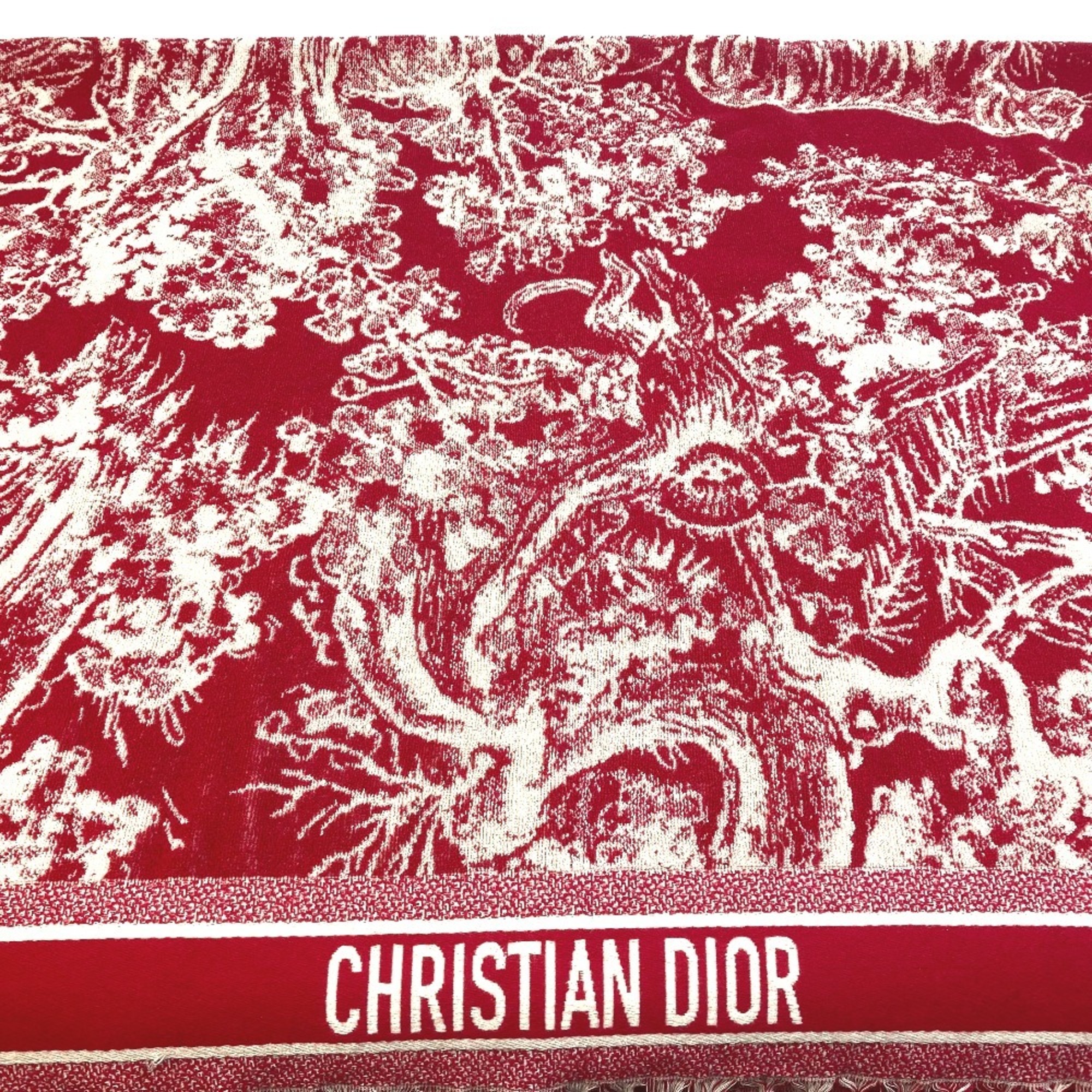 Christian Dior Dior 21JOU800IXGS Animal Reverse Touille Toujou Beach Towel Blanket Cotton Men's Women's Red x White