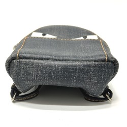 FENDI 7AR432 Denim-style fur Monster Bugs backpack-style bag charm keychain leather ladies navy