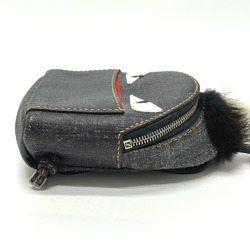 FENDI 7AR432 Denim-style fur Monster Bugs backpack-style bag charm keychain leather ladies navy