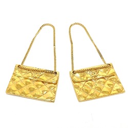 CHANEL Chanel Matelasse bag-shaped motif earrings pendant top brass ladies gold