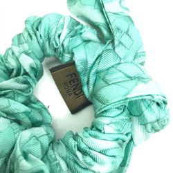 FENDI Ribbon Hair Tie Bunny Scrunchie Silk Women's Green