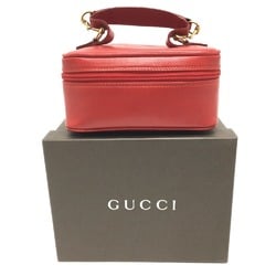 GUCCI 032.1705.0141 Horsebit Vanity Bag Leather Women's Red