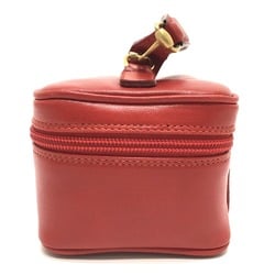 GUCCI 032.1705.0141 Horsebit Vanity Bag Leather Women's Red