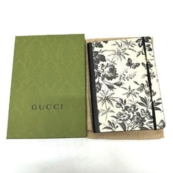 GUCCI ?661731 Notebook Memo Butterfly Stationery Herbarium Large Leather Women's Black