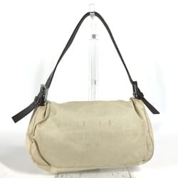 FENDI Mamma Bucket Shoulder Bag Canvas Leather Women's Beige