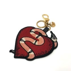 GUCCI 453184 Heart & Snake Bag Charm GG Supreme Canvas Women's Brown