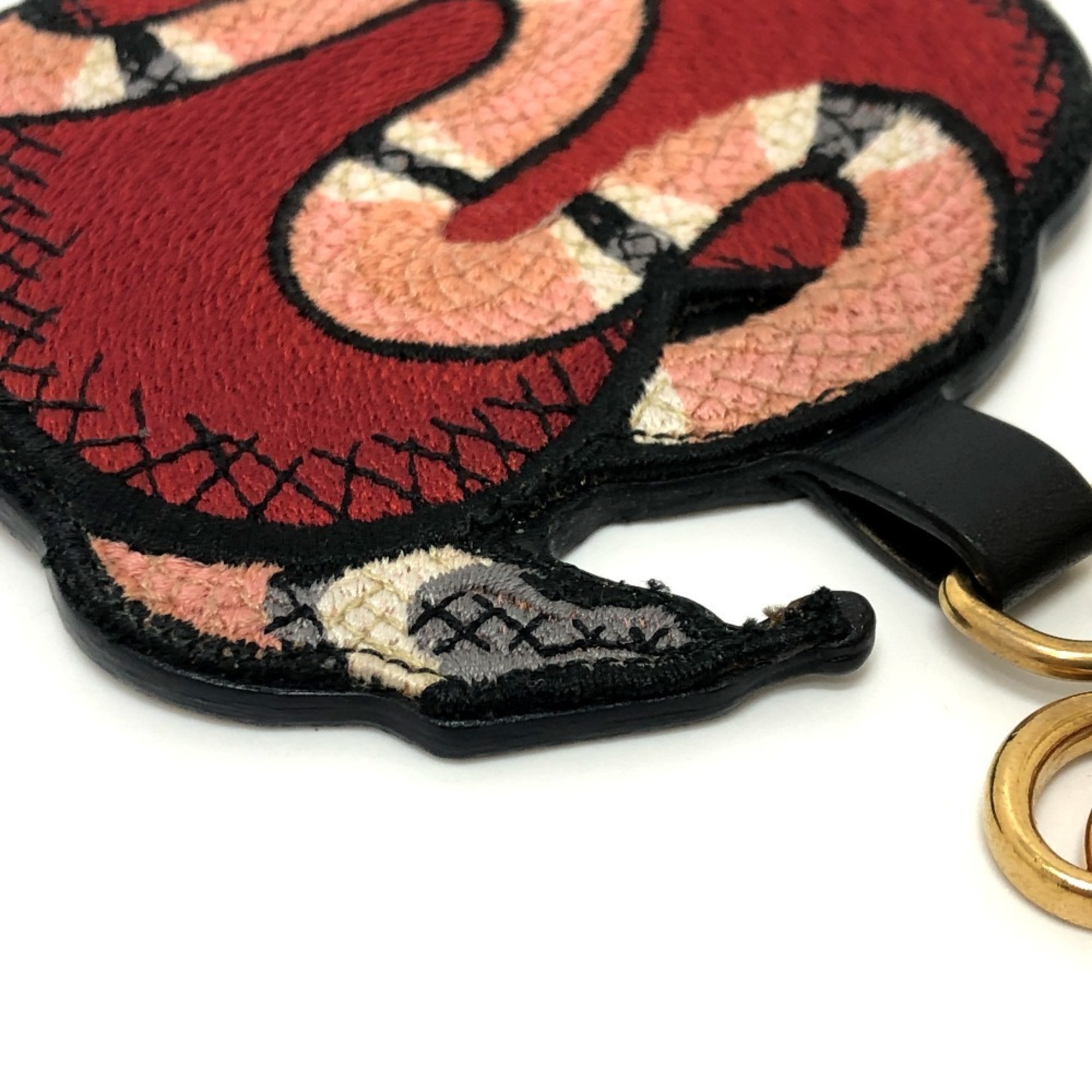 GUCCI 453184 Heart & Snake Bag Charm GG Supreme Canvas Women's Brown