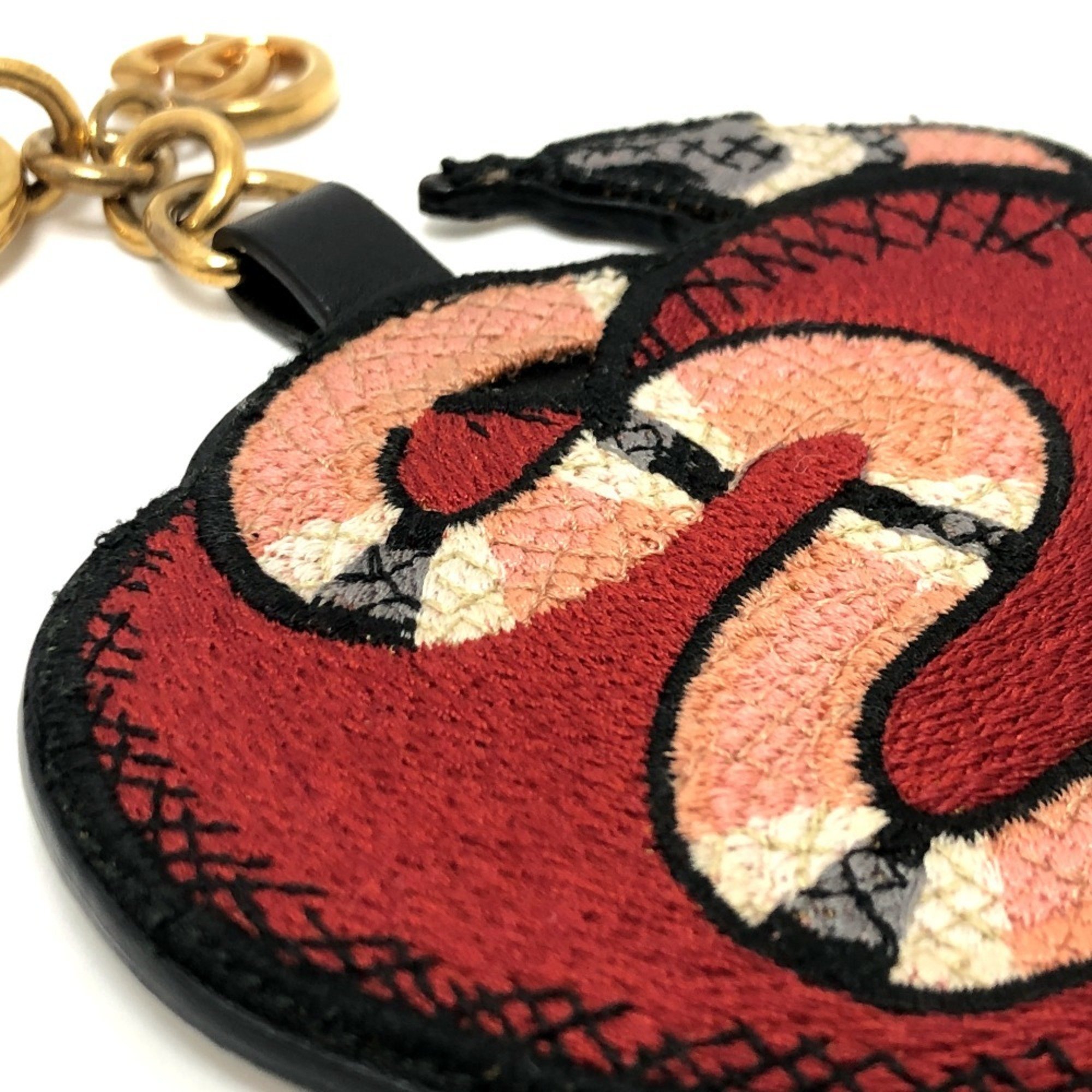 GUCCI 453184 Heart & Snake Bag Charm GG Supreme Canvas Women's Brown