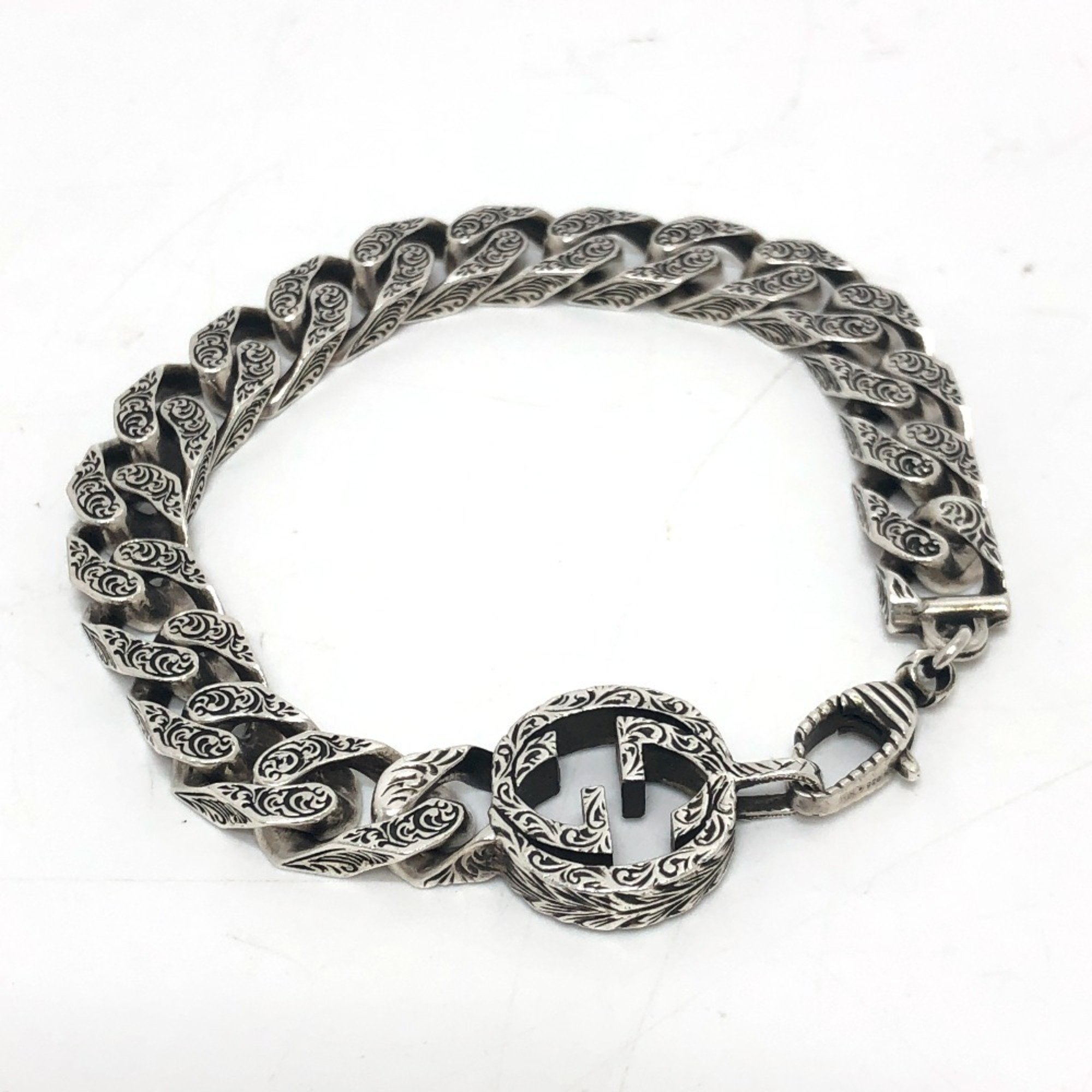 GUCCI 454285 Interlocking G Bracelet Silver Chain SV925 Men's