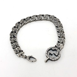 GUCCI 454285 Interlocking G Bracelet Silver Chain SV925 Men's