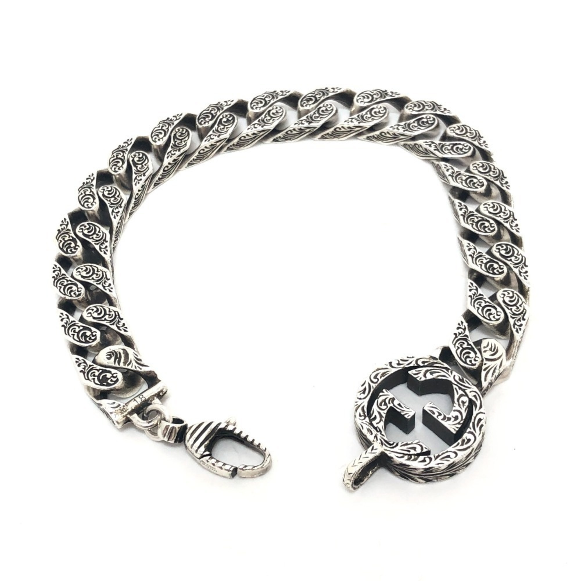 GUCCI 454285 Interlocking G Bracelet Silver Chain SV925 Men's