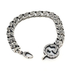 GUCCI 454285 Interlocking G Bracelet Silver Chain SV925 Men's