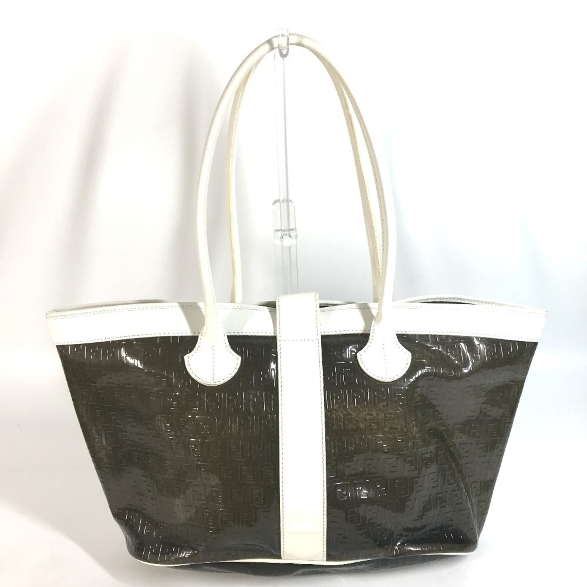 FENDI Zucca Shoulder Bag Tote Vinyl Women's Black