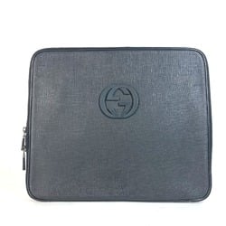 GUCCI 194297 Interlocking G PC Case Computer Bag Clutch Leather Men's Black