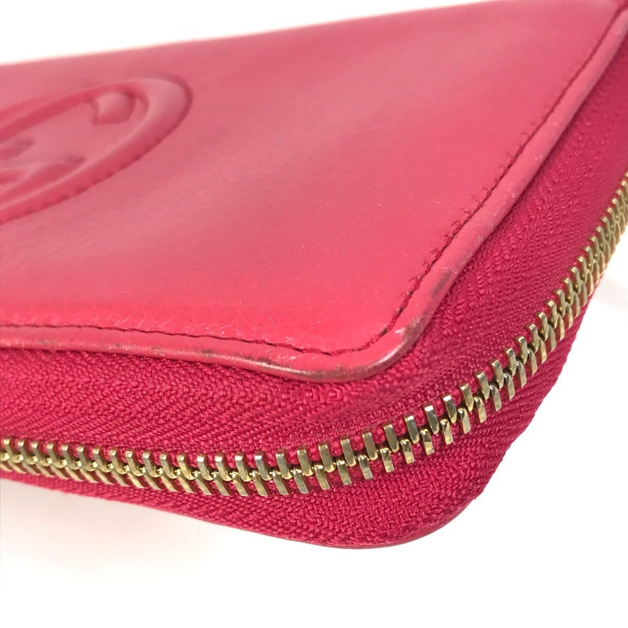 GUCCI 308280 Interlocking G Tassel Round Long Wallet Leather Women's Red