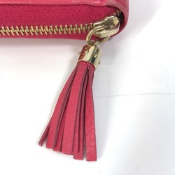 GUCCI 308280 Interlocking G Tassel Round Long Wallet Leather Women's Red