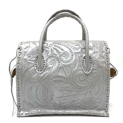 GRACE CONTINENTAL Grace Continental Carvingtribes Maestra M-MTLC Tote Bag Handbag Leather Women's Silver