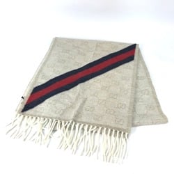 GUCCI 570603 GG Sherry Line Scarf Wool Men's Beige