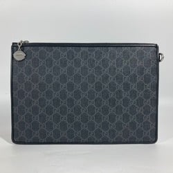 GUCCI 496346 Patch Tiger Cat Night Courier GG Supreme Pouch Clutch Bag Canvas Men's Grey