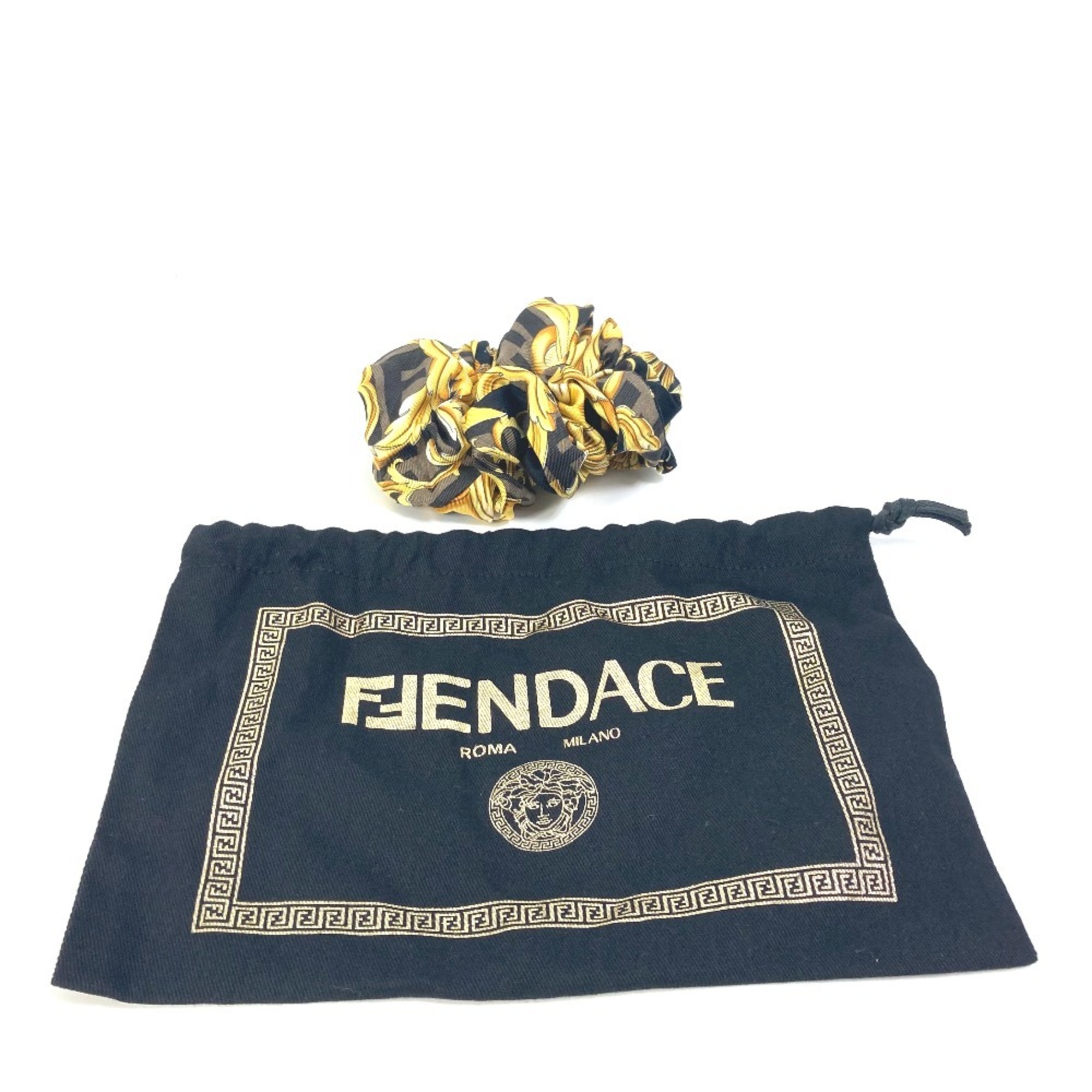 FENDI Versace collaboration VERSACE Fendace FENDACE hair elastic scrunchie silk ladies brown