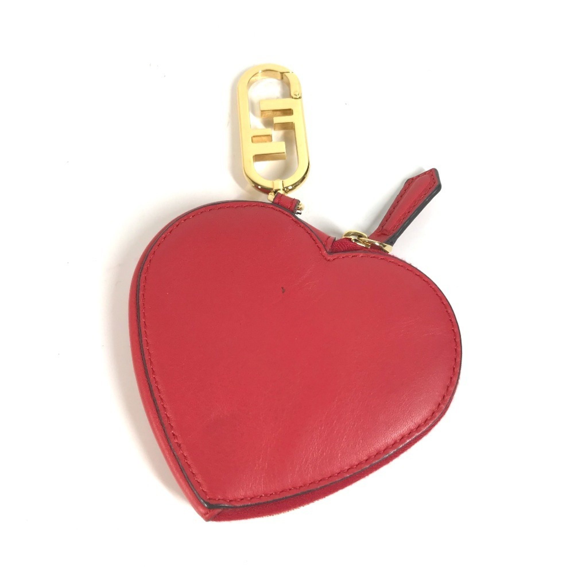 FENDI 8M0467 Heart Wallet Coin Purse Wallet/Coin Case Leather Women's Red