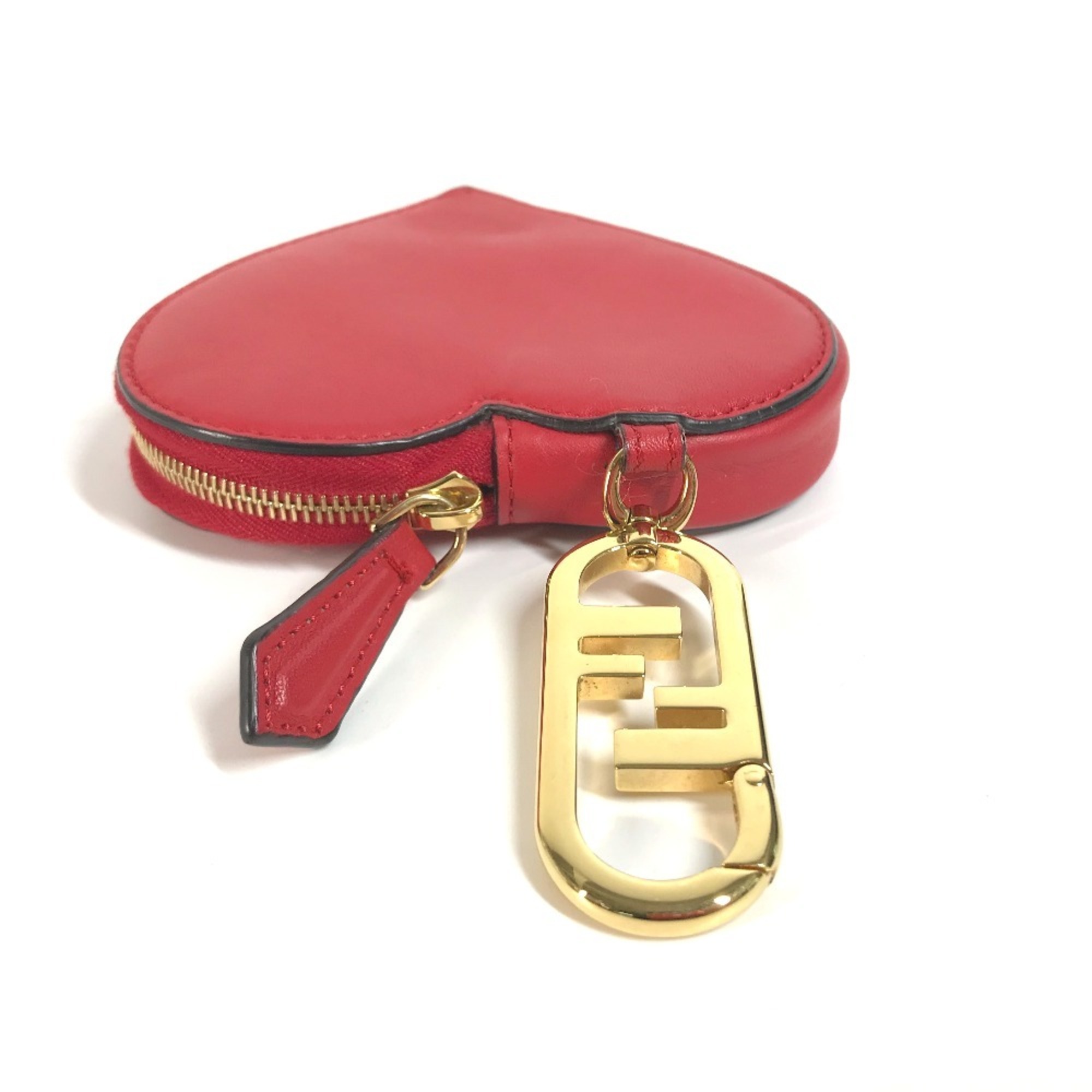 FENDI 8M0467 Heart Wallet Coin Purse Wallet/Coin Case Leather Women's Red