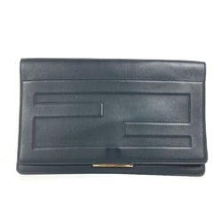 FENDI 8M0351 FF Pouch Flap Bi-fold Clutch Bag Leather Men's Black