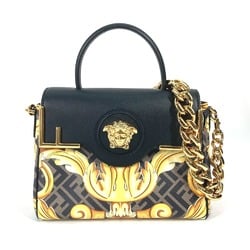 FENDI Versace collaboration VERSACE La Medusa satchel bag Zucca FENDACE Fenderche shoulder handbag leather ladies brown