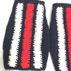 GUCCI 521149 Fingerless Striped Gloves Wool Women's Navy